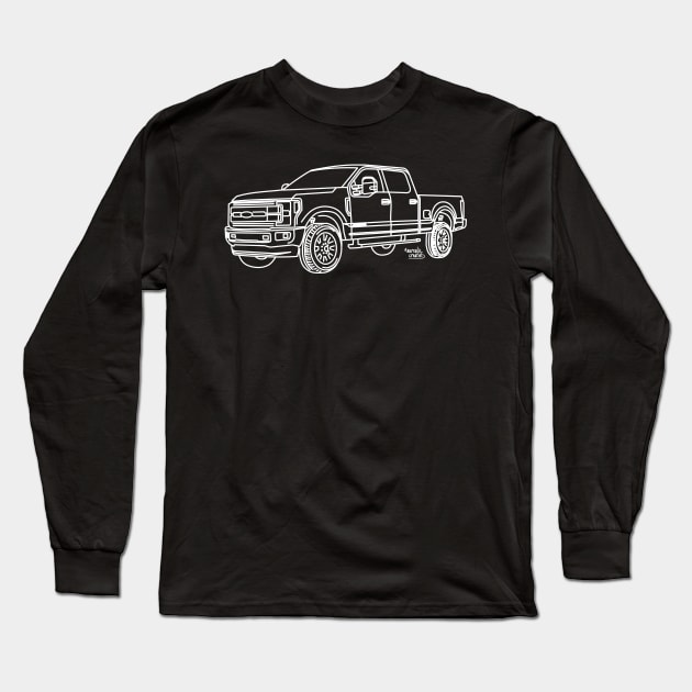 Ford F250 Super Duty - car line art Long Sleeve T-Shirt by Aurealis